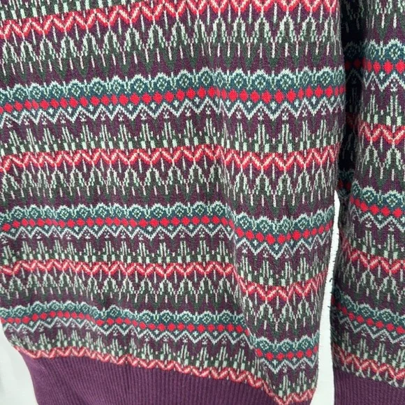 L.L. Bean Turtleneck Cotton Cashmere Sweater Purple Red Fair Isle cozy warm - Picture 5 of 7